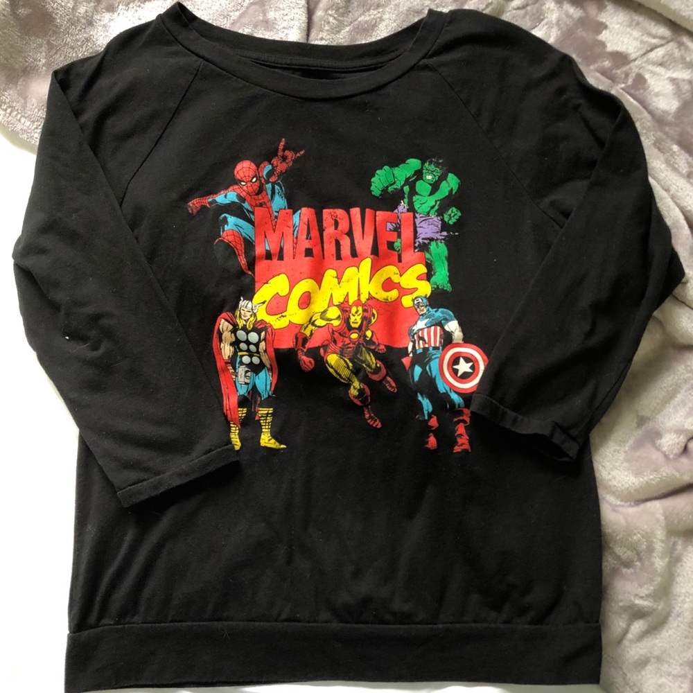 Marvel | 2/3 Sleeves T-Shirt | Black